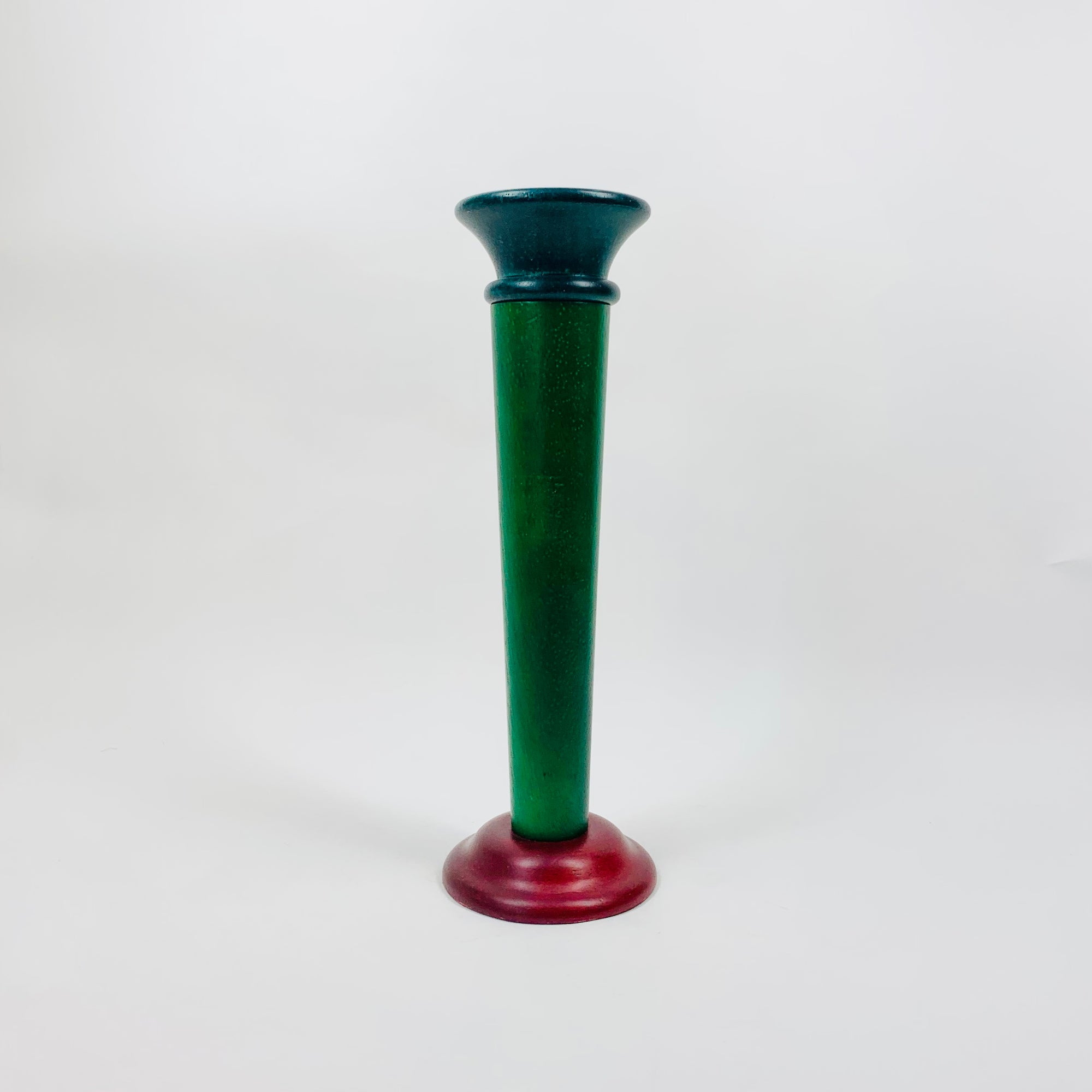 80s Memphis tall wooden candle holder
