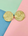 1970s Italian triple gold plated enamel button stud earrings