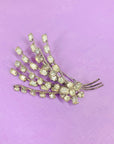 Extremely rare stunning 1940s costume floral brooch with clear rhinestones