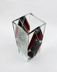 Extremely rare antique Art Deco black and ruby enamel rectangular glass vase by Karl Palda