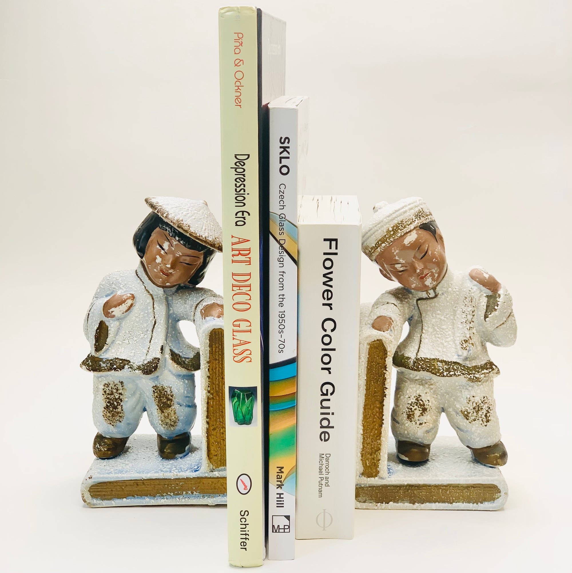 1950s Chinese boy & girl porcelain bookends