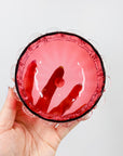 Extremely rare antique Victorian cranberry glass small bowl with clear ruffle rim