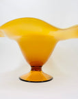 Large Italian Midcentury cased amber glass comport/footed fruit bowl with ruffle rim