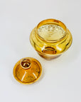 Antique Bohemian amber glass tea set with gold gilding