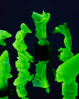 Art Deco reproduction of Lalique Nude with star bangle cape figurine in uranium glass