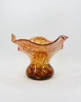 1980s AUSTRALIAN MOUTH BLOWN ORNAGE SPATTER ART GLASS BOWL/VASE