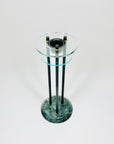 1980s Memphis glass candle holder with green marble vase