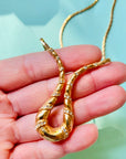 1970s Avon gold plated flat link necklace with rhinestones pendant