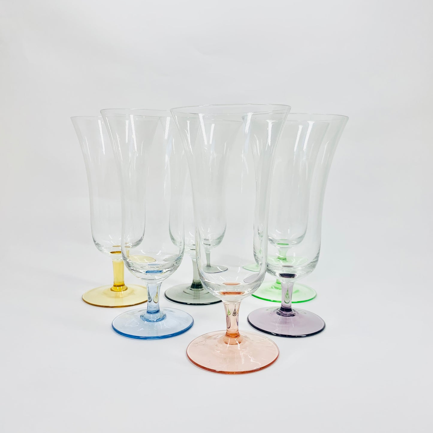 Rare 1940s harlequin short stem wine/parfait glasses