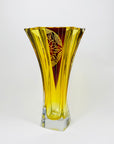 Extremely rare antique Art Deco footed spiral citrine and ruby enamel vase by Karl Palda