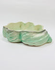 Large Art Deco Pates Australia green lustre pottery trough vase/shell bowl