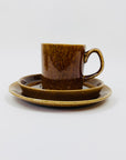 1960s Suffolk Wattlefield brown pottery coffee/tea set