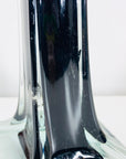 Very tall midcentury black glass vase