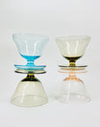 Midcentury thick harlequin glass coupe/dessert bowl