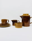 1960s Suffolk Wattlefield brown pottery coffee/tea set