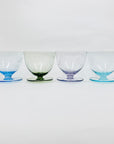 Rare Midcentury hand etched harlequin coupe/dessert glasses