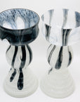 Rare Space Age mouth blown white and black Murano glass vase