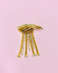 Extremely rare stunning 1940s triple gold plated brooch with glass paste diamontes tassels