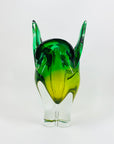 Extremely rare Midcentury Czech Chribska Glassworks green & yellow sommerso glass Cat’s Head vase by Josef Hospodka