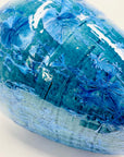 Retro hand made Australian turquoise blue gradient crystalline pottery bottle vase