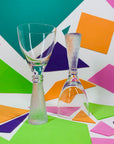 Extremely rare faceted paperweight stem wine glasses