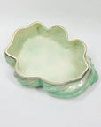 Large Art Deco Pates Australia green lustre pottery trough vase/shell bowl