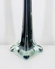 Very tall midcentury black glass vase