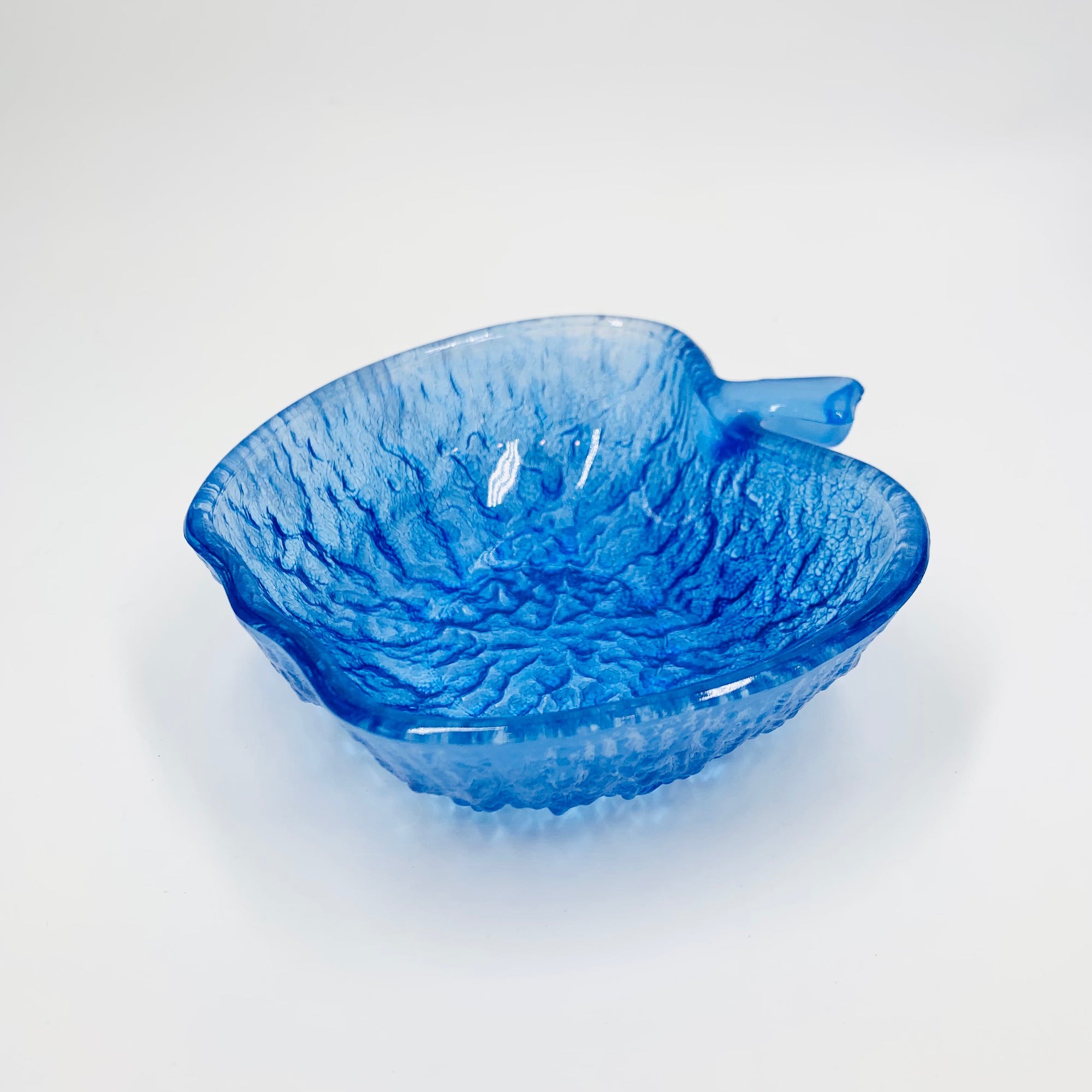 Retro apple shaped blue ice glass bowls
