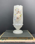 Antique Victorian hand painted floral motif satin glass vase