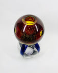 Antique Art Deco black and cobalt blue enamel globe glass posy vase by Karl Palda