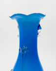 Mouth blown Midcentury Italian colour cased glass with ruffle rim posy vase
