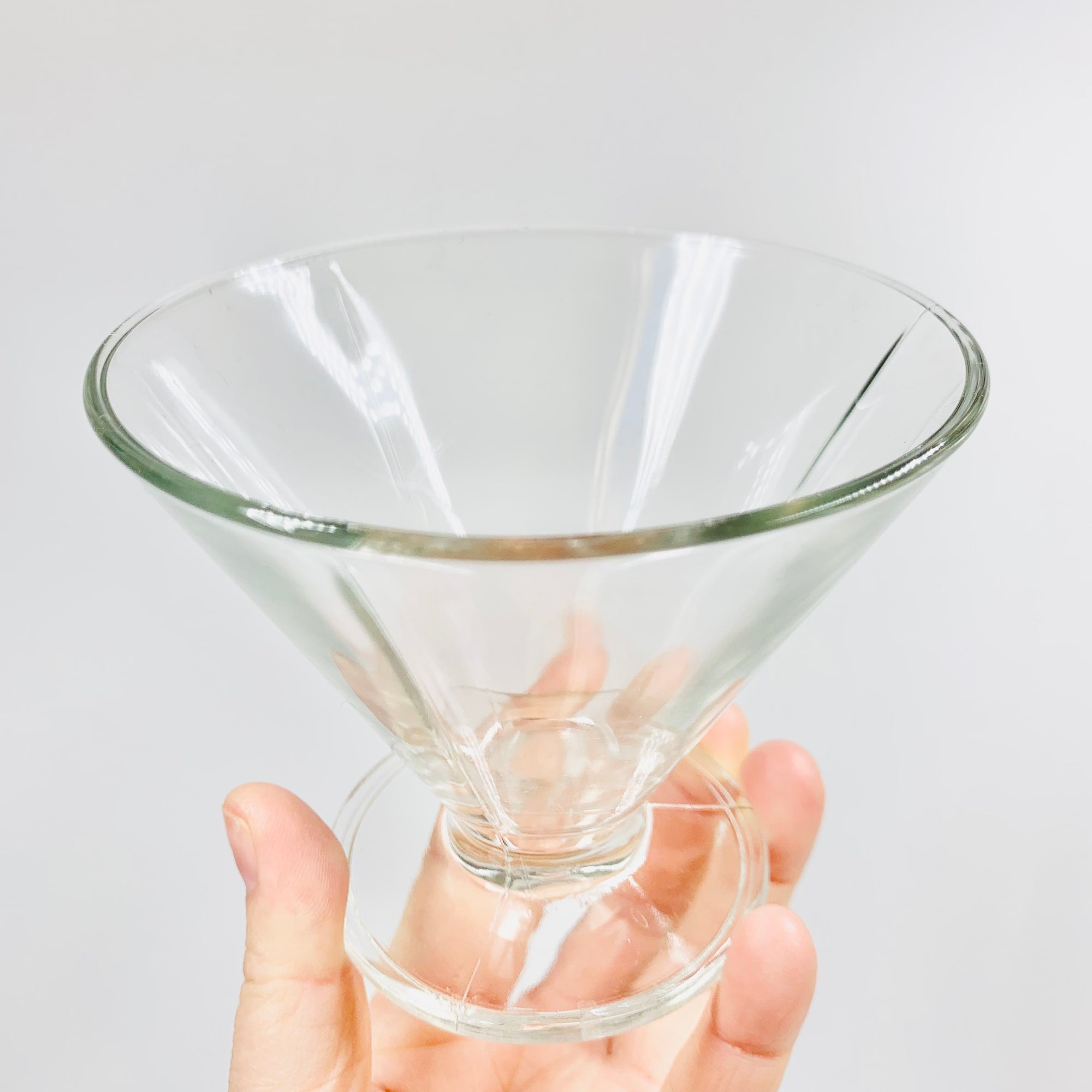 Vintage Bormioli footed glass ice cream bowls/cocktail coupe