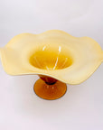 Large Italian Midcentury cased amber glass comport/footed fruit bowl with ruffle rim