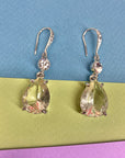 Vintage 18K gold plated drop earrings and necklace with quartz