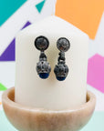 Antique nickel silver with lapis drop earrings