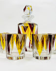 Extremely extremely rare antique Art Deco ruby & gold enamel glass decanter set by Karl Palda