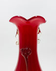 Mouth blown Midcentury Italian colour cased glass with ruffle rim posy vase