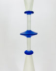 Extremely rare 1980s mouth blown Memphis satin blue glass flutes