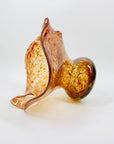1980s AUSTRALIAN MOUTH BLOWN ORNAGE SPATTER ART GLASS BOWL/VASE