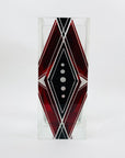 Extremely rare antique Art Deco black and ruby enamel rectangular glass vase by Karl Palda