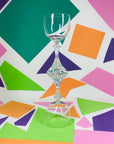 1970s faceted paperweight petal foot glass stem wine glasses