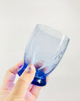 Blue Etched Glass Tumblers with Vine Pattern