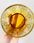 Antique Bohemian amber glass tea set with gold gilding