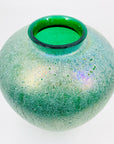 Large antique Art Nouveau Kralik hand made peacock iridescent crackle glass vase