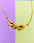 Rare 1970s Anson American triple plated gold necklace with butterfly pendant