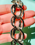 1970s West German silver plated fancy double links with fob clasp bracelet