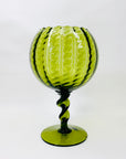Midcentury tall green glass comport with twist stem