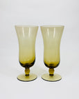 Rare MCM brown short stem flare rim wine glasses