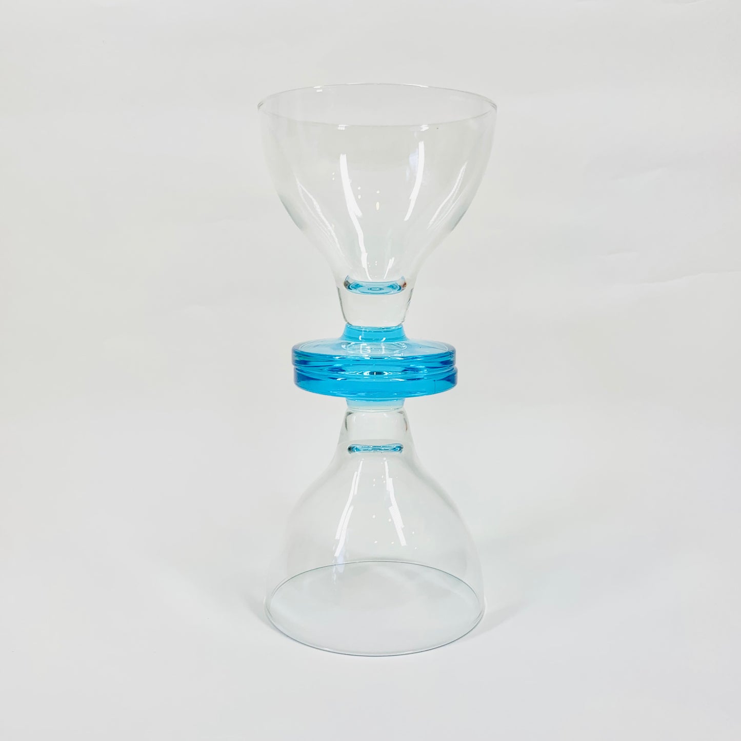 1980s blue round base glass goblets