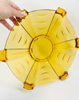 Art Deco pressed amber glass serving plate